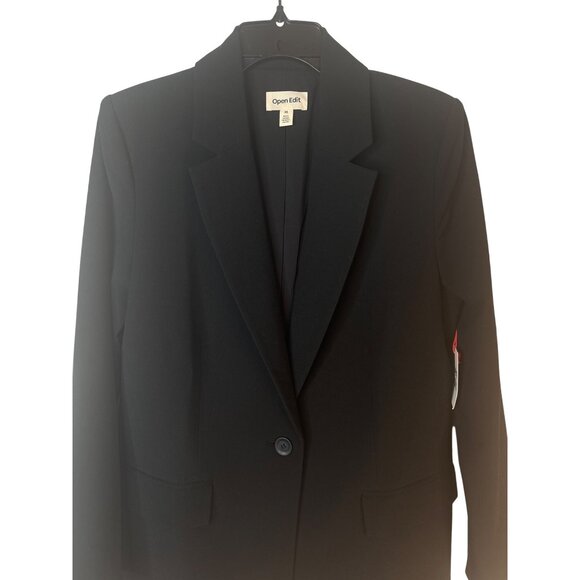 NWT Black Open Edit XS Relaxed Blazer Jacket Polyester - Picture 4 of 13